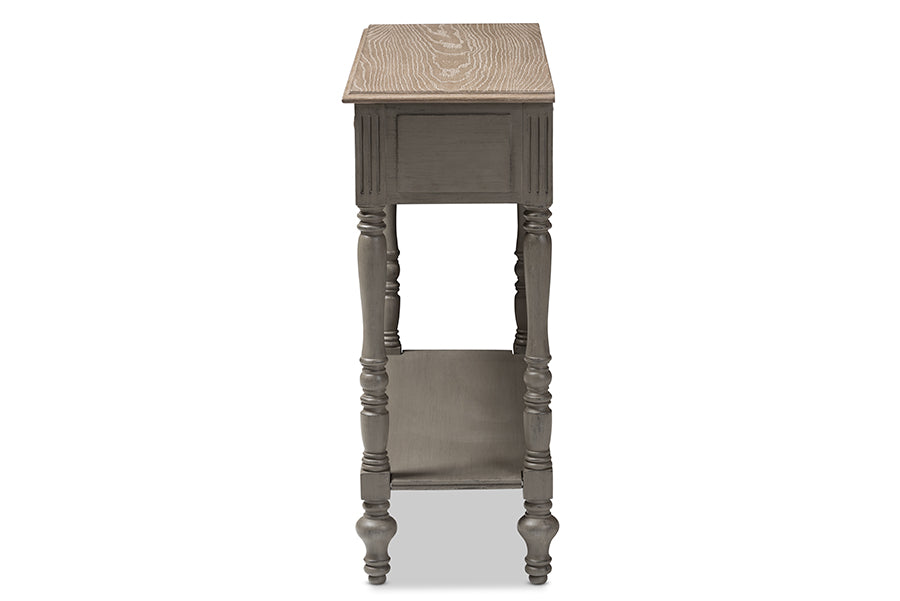 Noemie Country Cottage Farmhouse Brown Finished 2-Drawer Console Table