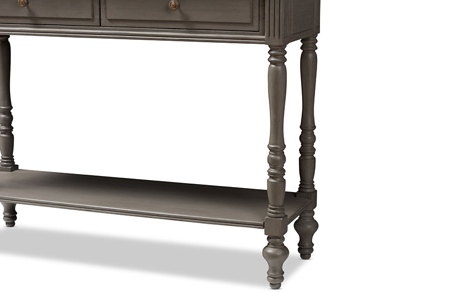 Noemie Country Cottage Farmhouse Brown Finished 2-Drawer Console Table