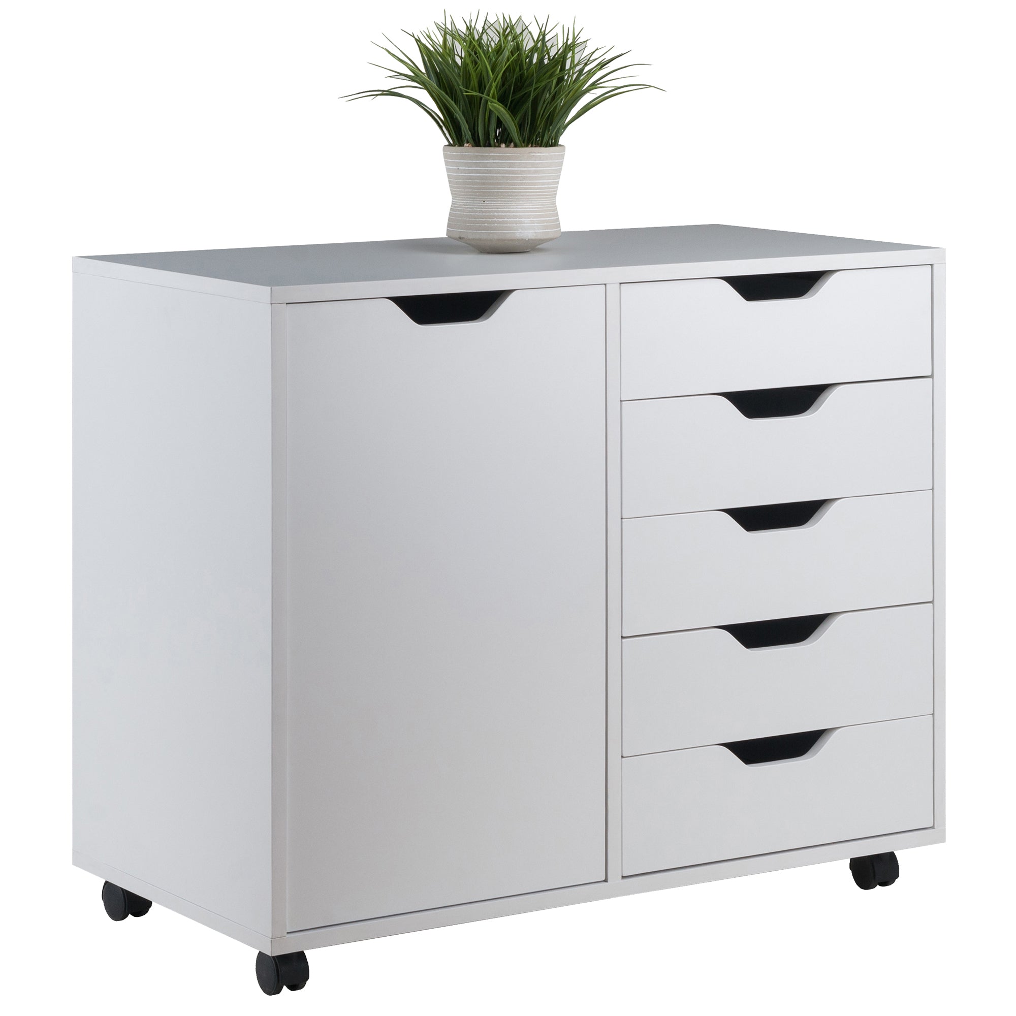 Halifax 5-Drawer, Side Storage Mobile Cabinet, White