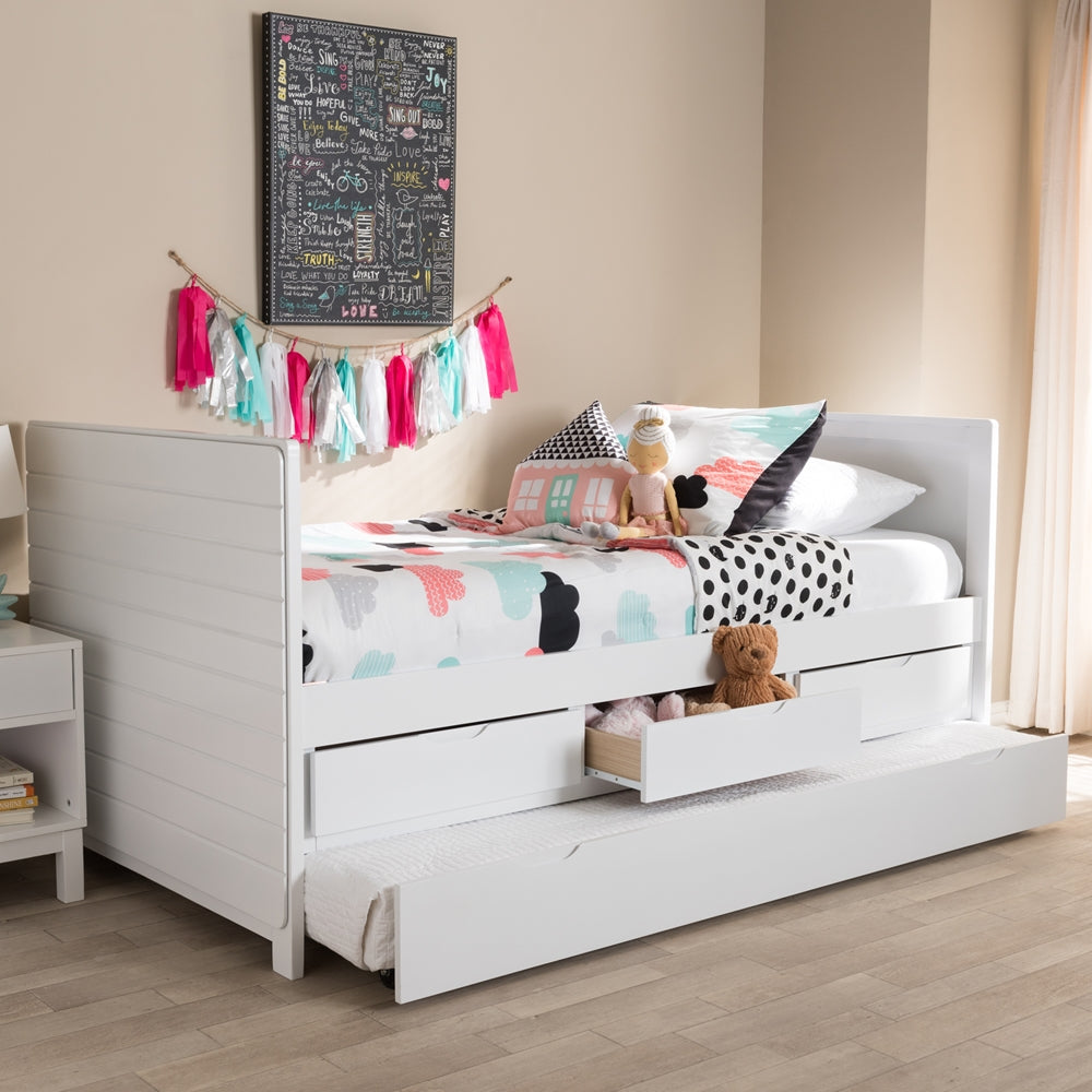 Linna Walnut Brown-Finished Daybed With Trundle