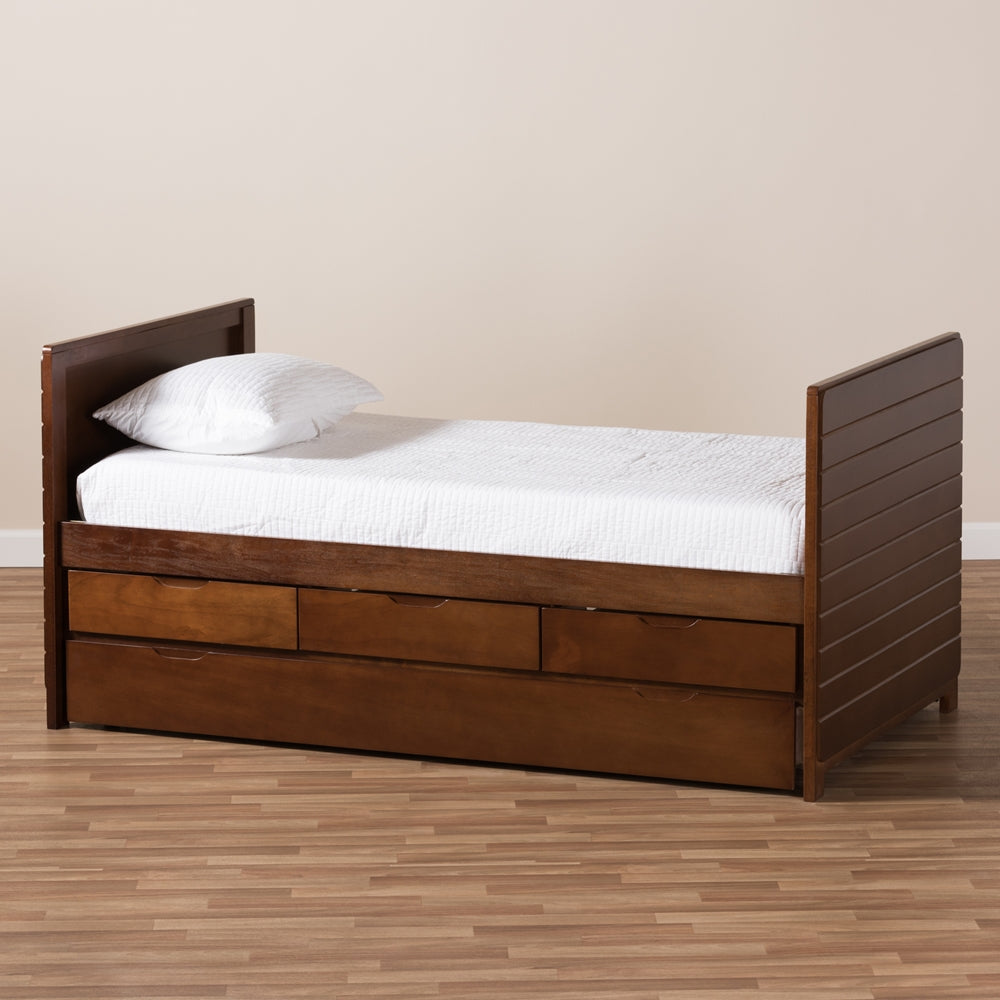 Linna Walnut Brown-Finished Daybed With Trundle