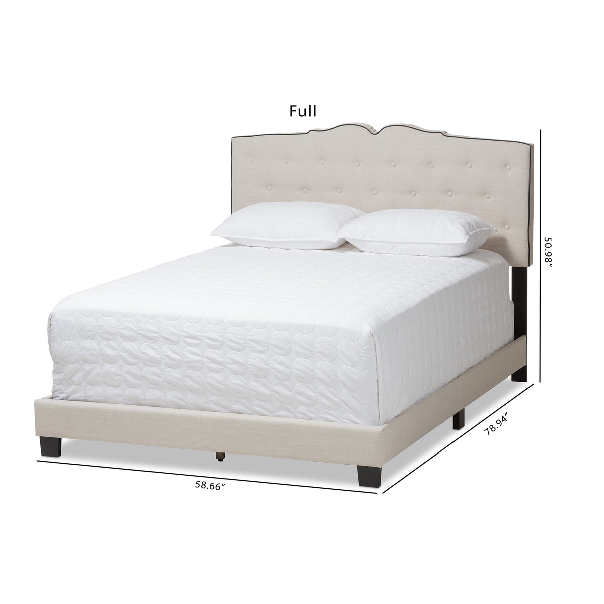 Vivienne Light Beige Fabric Upholstered King Size Bed