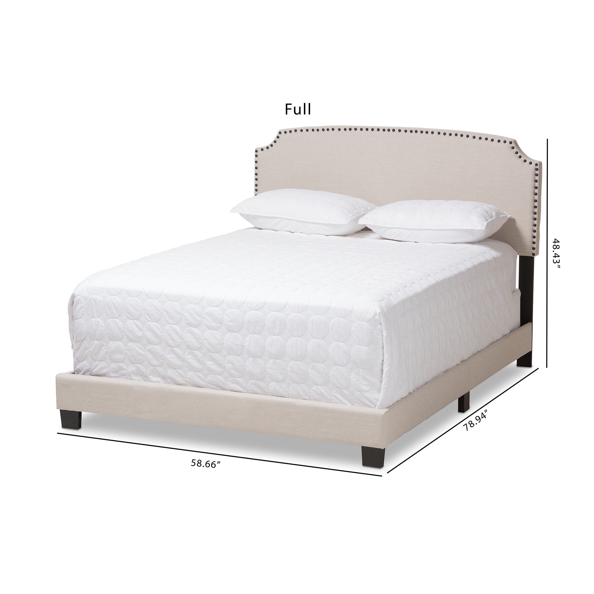Odette Modern And Contemporary Light Beige Fabric Upholstered Full Size Bed