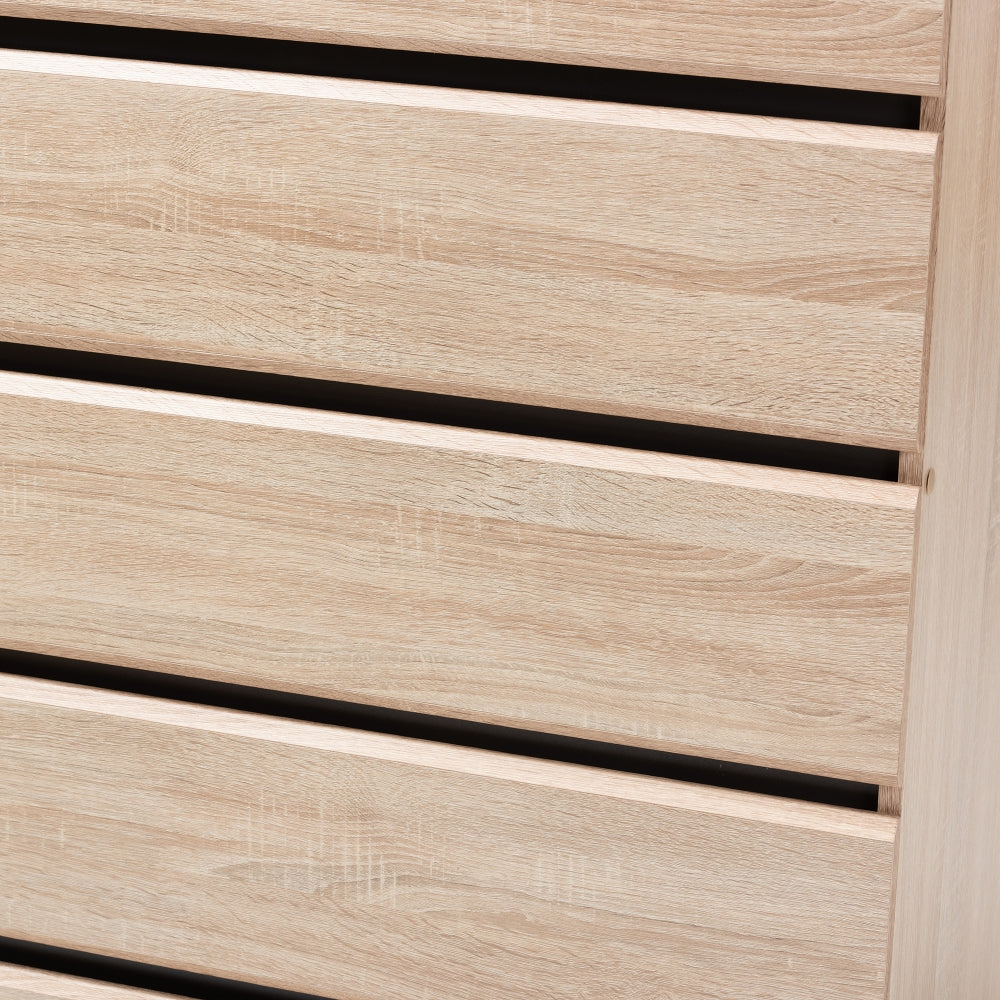 Miren Mid-Century Modern Light Oak and Dark Grey 5-Drawer Chest