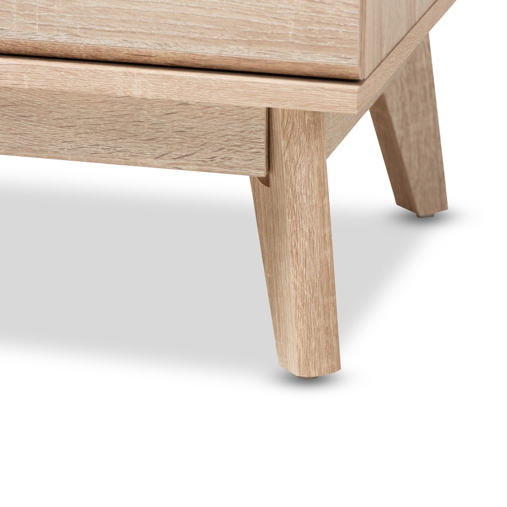Miren Mid-Century Modern Light Oak and Dark Grey 5-Drawer Chest