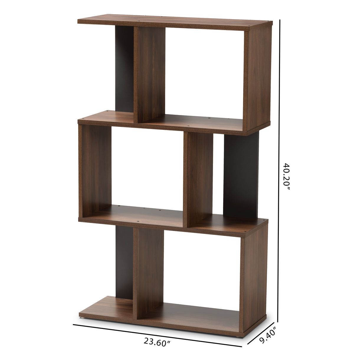Legende Modern and Contemporary Brown and Dark Grey Finished Display Bookcase