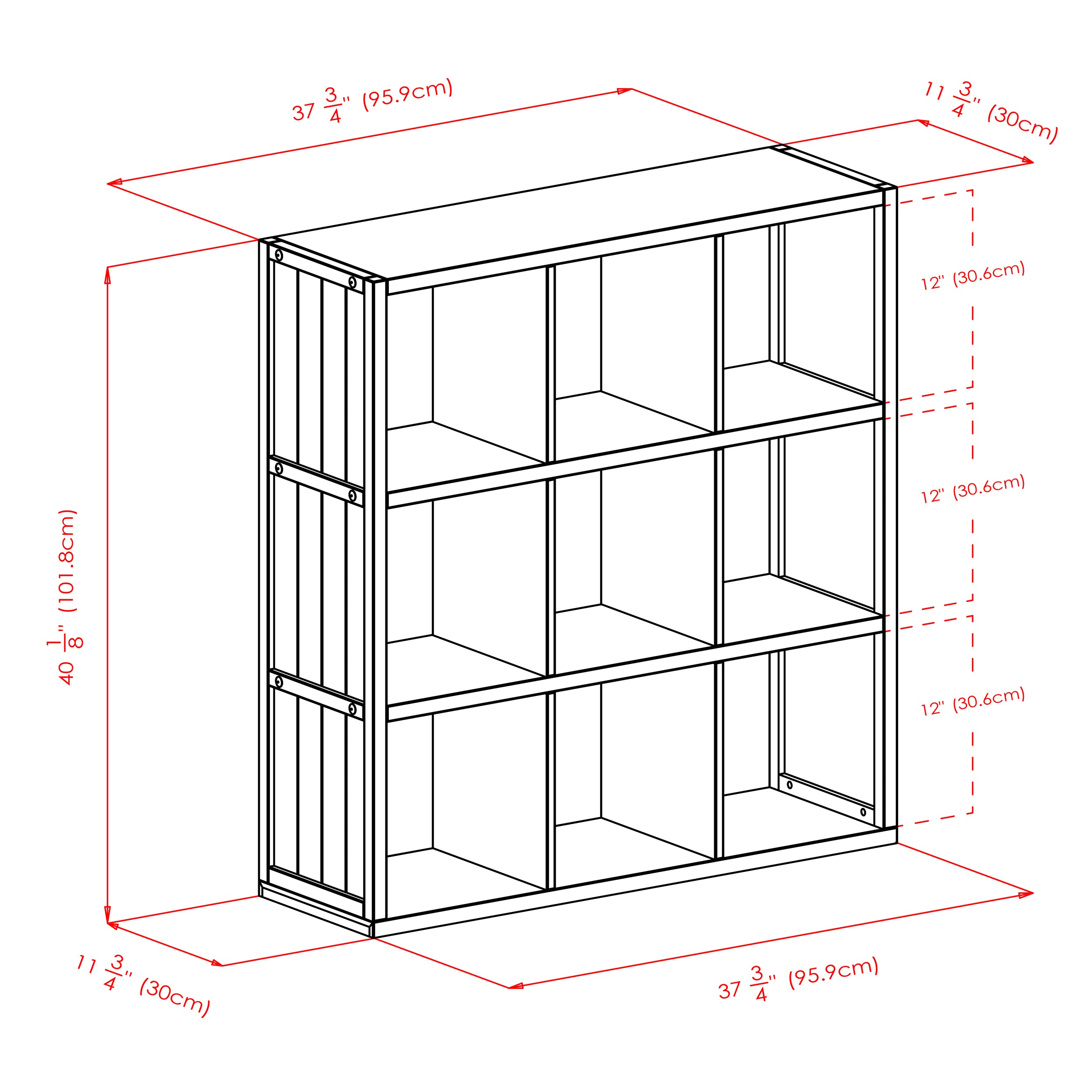 Timothy 7-Pc 3x3 Storage Shelf with 6 Foldable Woven Baskets, Black and Chocolate