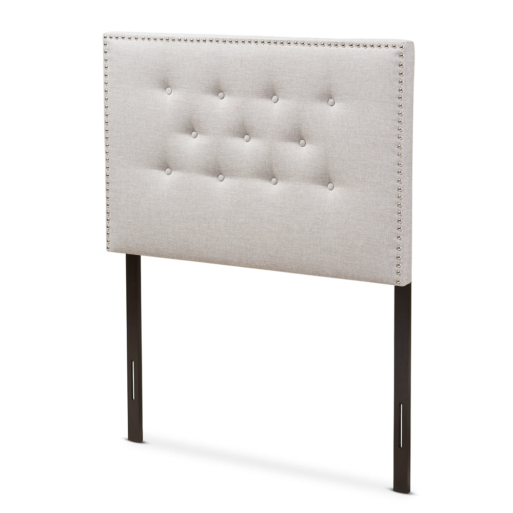 Windsor Modern and Contemporary Greyish Beige Fabric Upholstered Twin Size Headboard