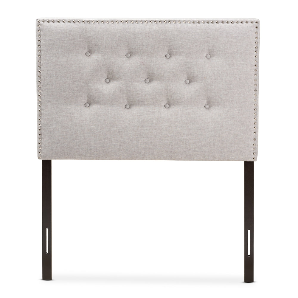 Windsor Modern and Contemporary Greyish Beige Fabric Upholstered Twin Size Headboard