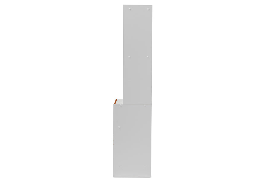 Laurana Modern and Contemporary White and Cherry Finished Kitchen Cabinet and Hutch