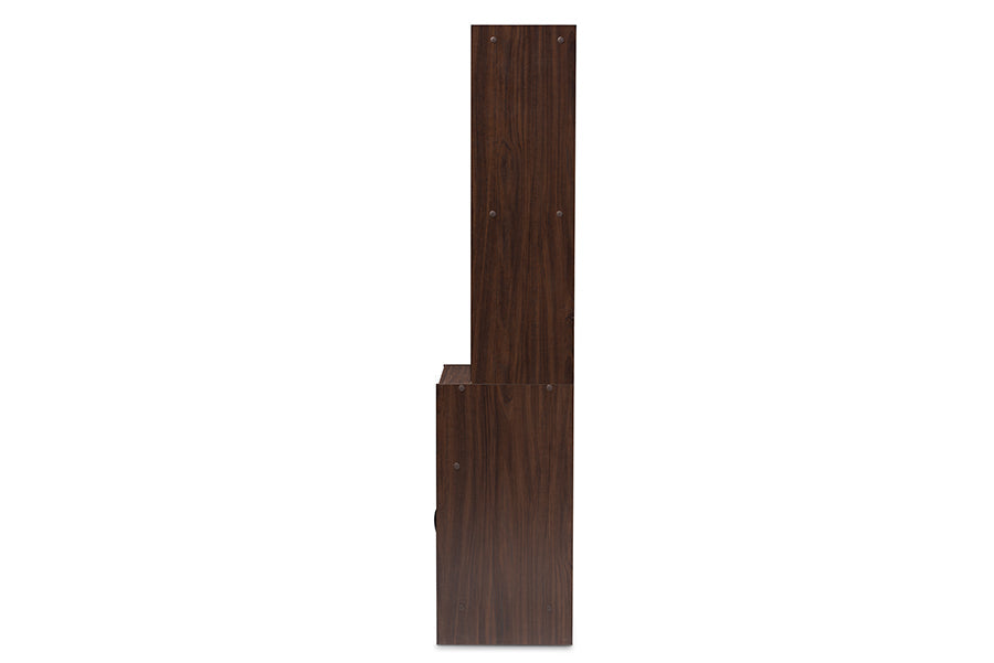 Laurana Modern and Contemporary Dark Walnut Finished Kitchen Cabinet and Hutch