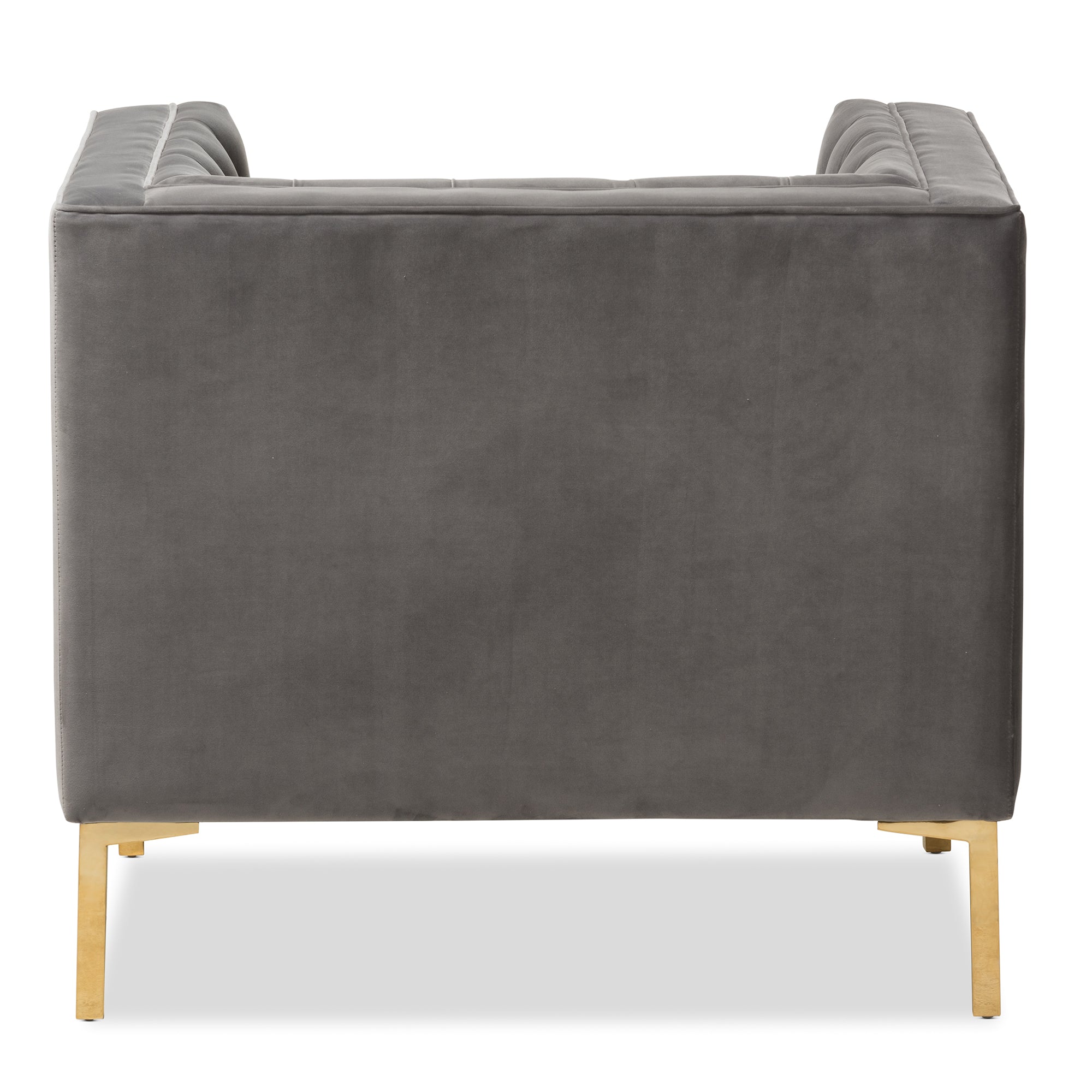 Zanetta Grey Velvet Upholstered Gold Finished Lounge Chair
