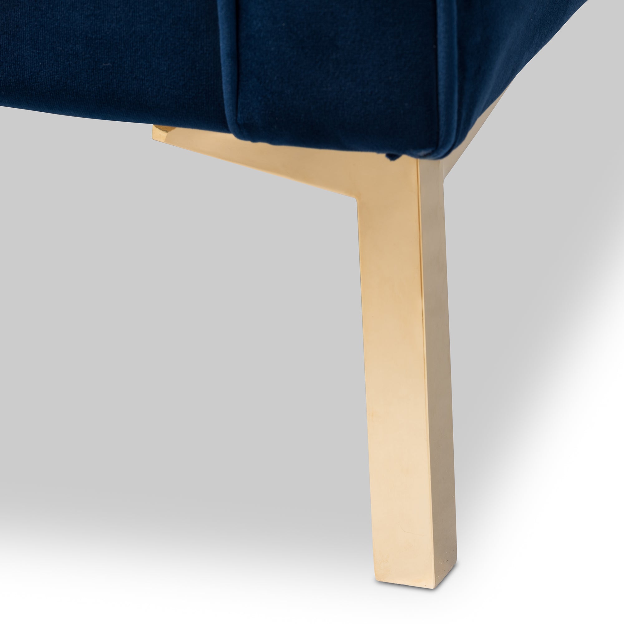 Zanetta Navy Velvet Upholstered Gold Finished Lounge Chair