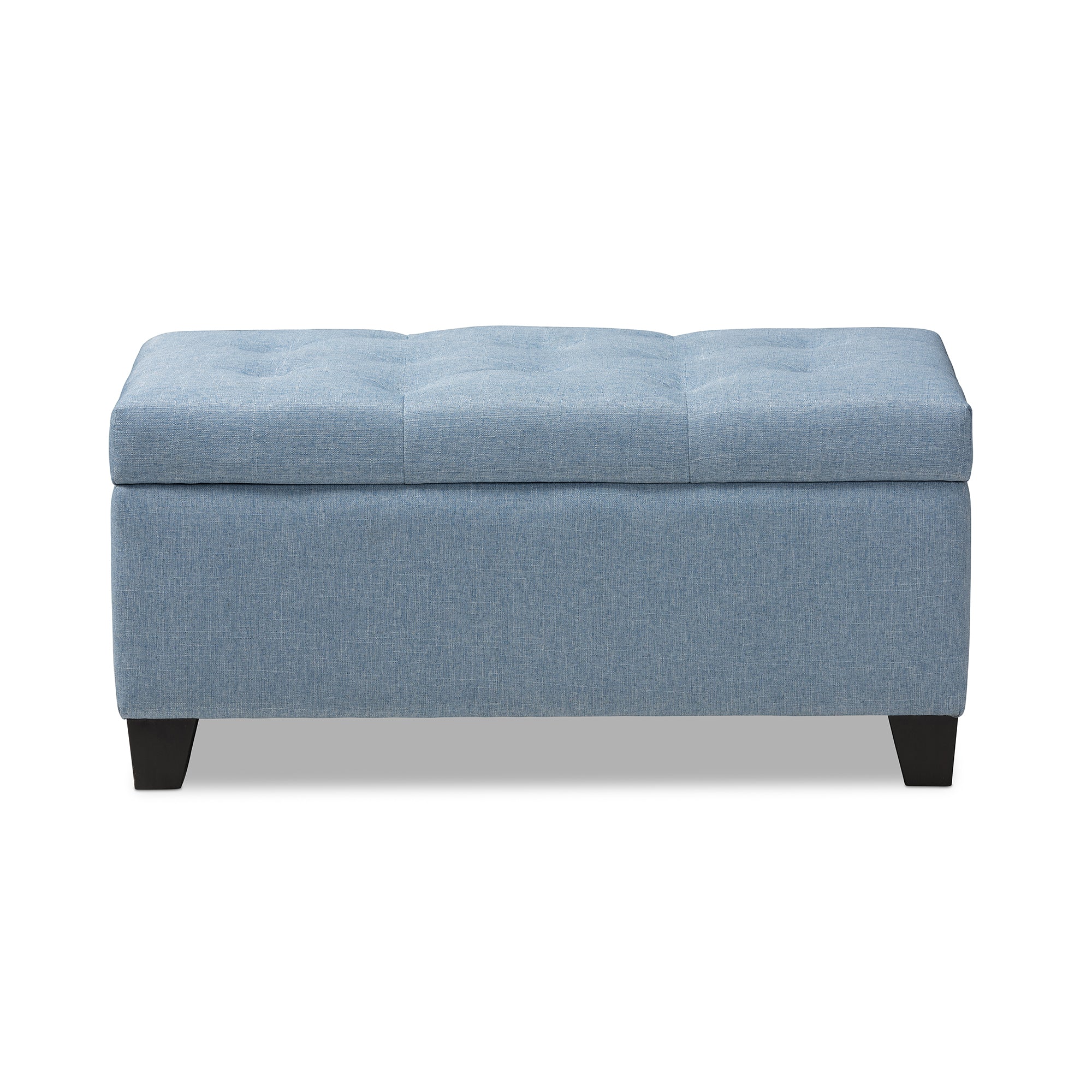 Michaela Modern and Contemporary Light Blue Fabric Upholstered Storage Ottoman