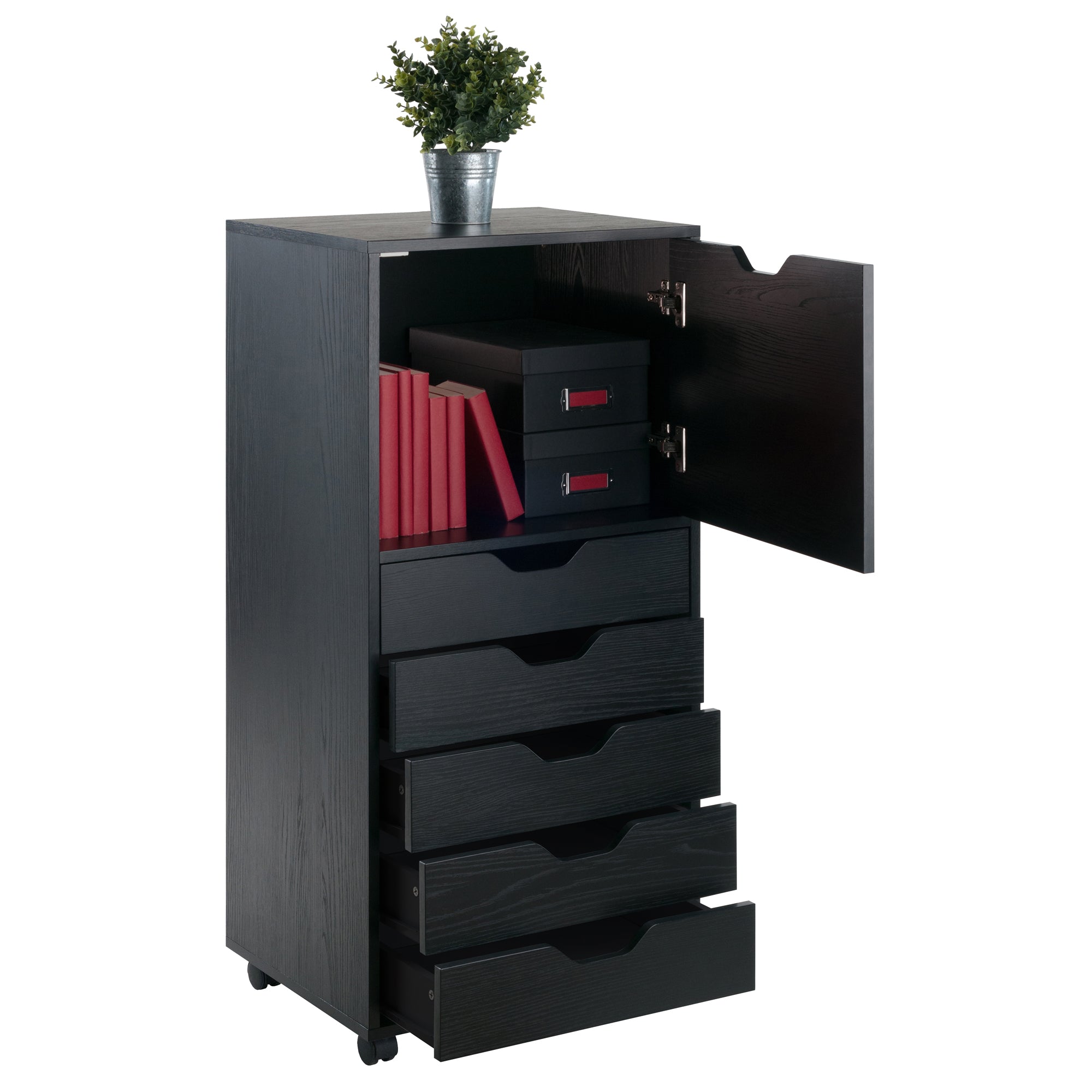 Halifax 5-Drawer Storage Mobile Cabinet, Black