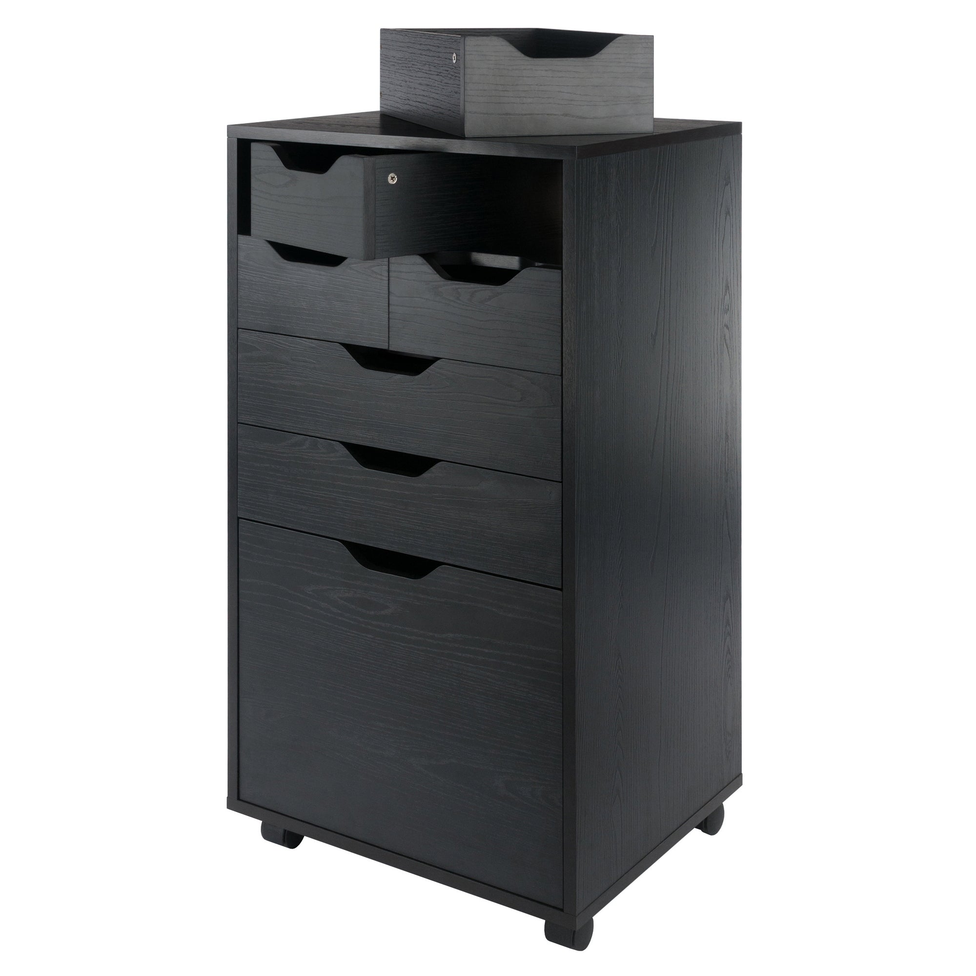 Halifax Bins & Drawers Multi-Storage Tall Mobile Cabinet, Black