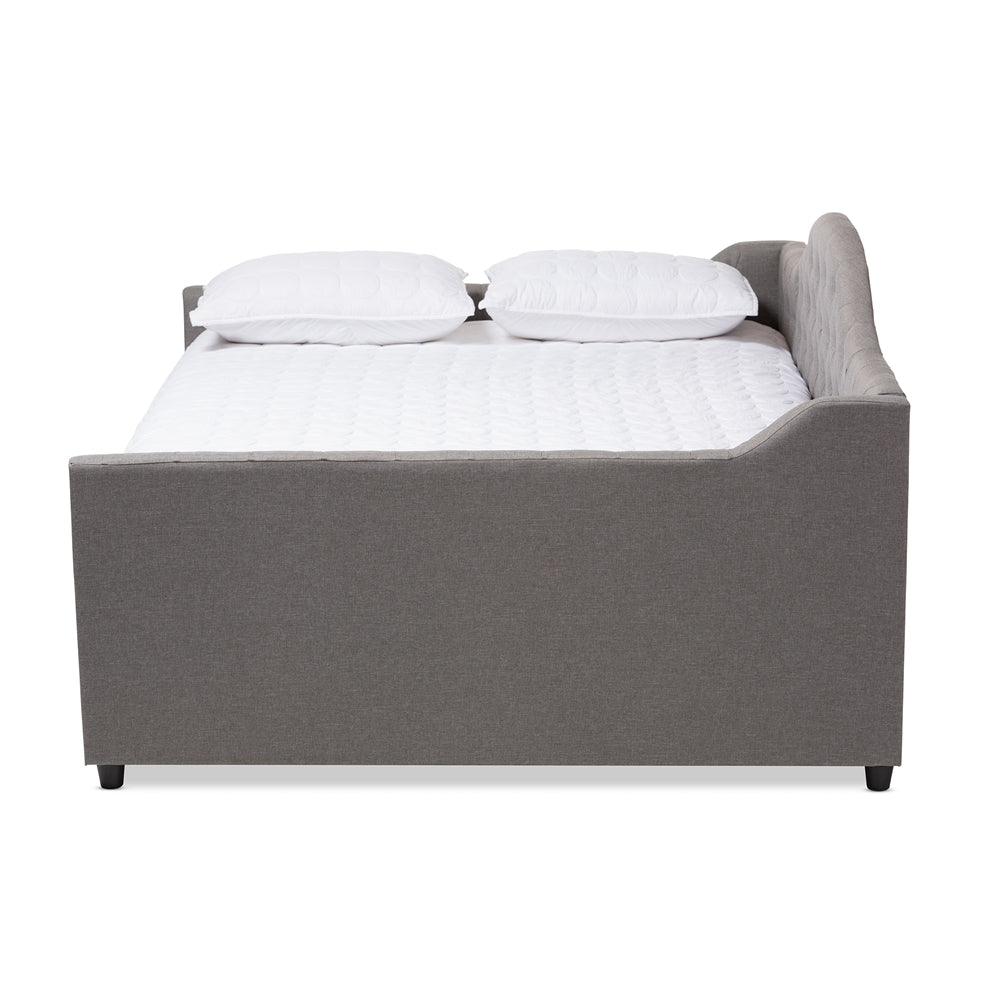 Eliza Modern and Contemporary Grey Fabric Upholstered Queen Size Daybed with Trundle