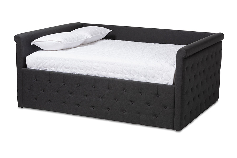 Amaya Dark Grey Fabric Upholstered Queen Size Daybed