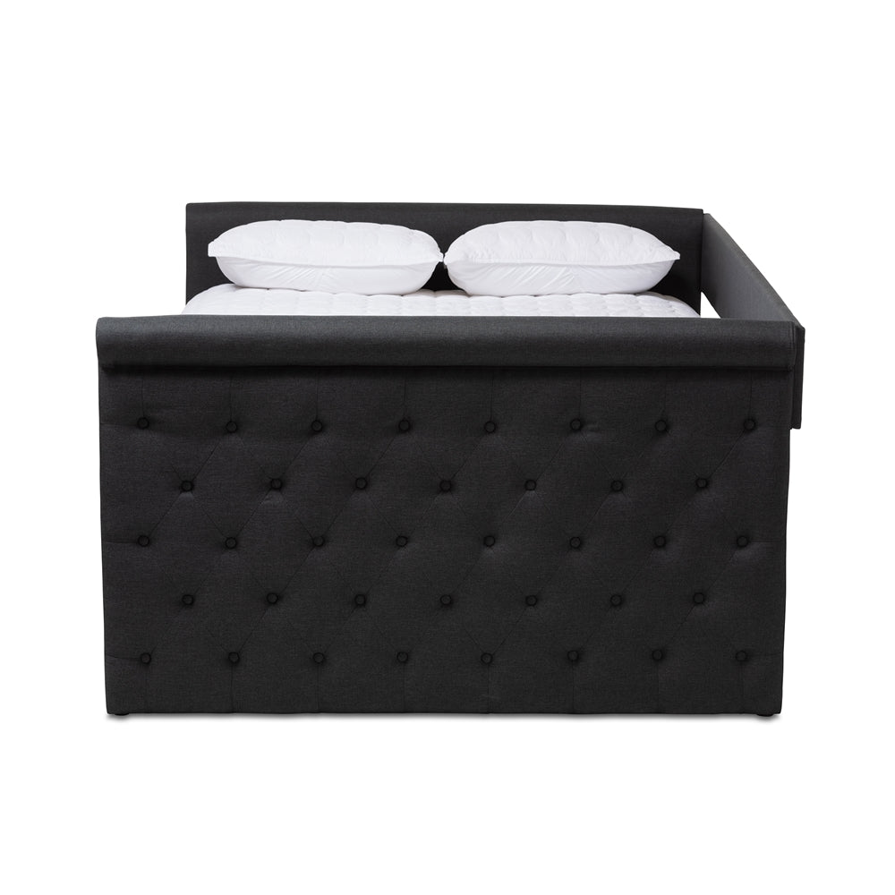 Amaya Dark Grey Fabric Upholstered Queen Size Daybed