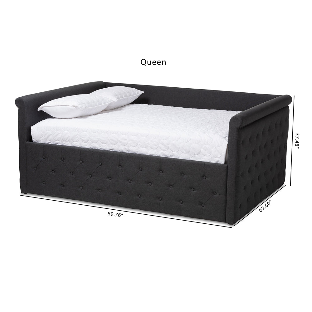 Amaya Dark Grey Fabric Upholstered Queen Size Daybed