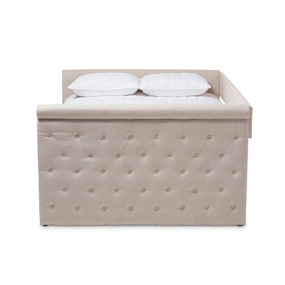 Amaya Modern and Contemporary Light Beige Fabric Upholstered Queen Size Daybed