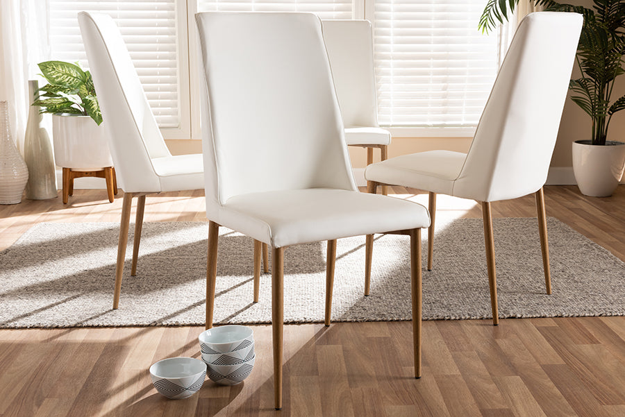 Chandelle Modern and Contemporary White Faux Leather Upholstered Dining Chair (Set of 4)