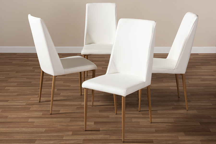 Chandelle Modern and Contemporary White Faux Leather Upholstered Dining Chair (Set of 4)