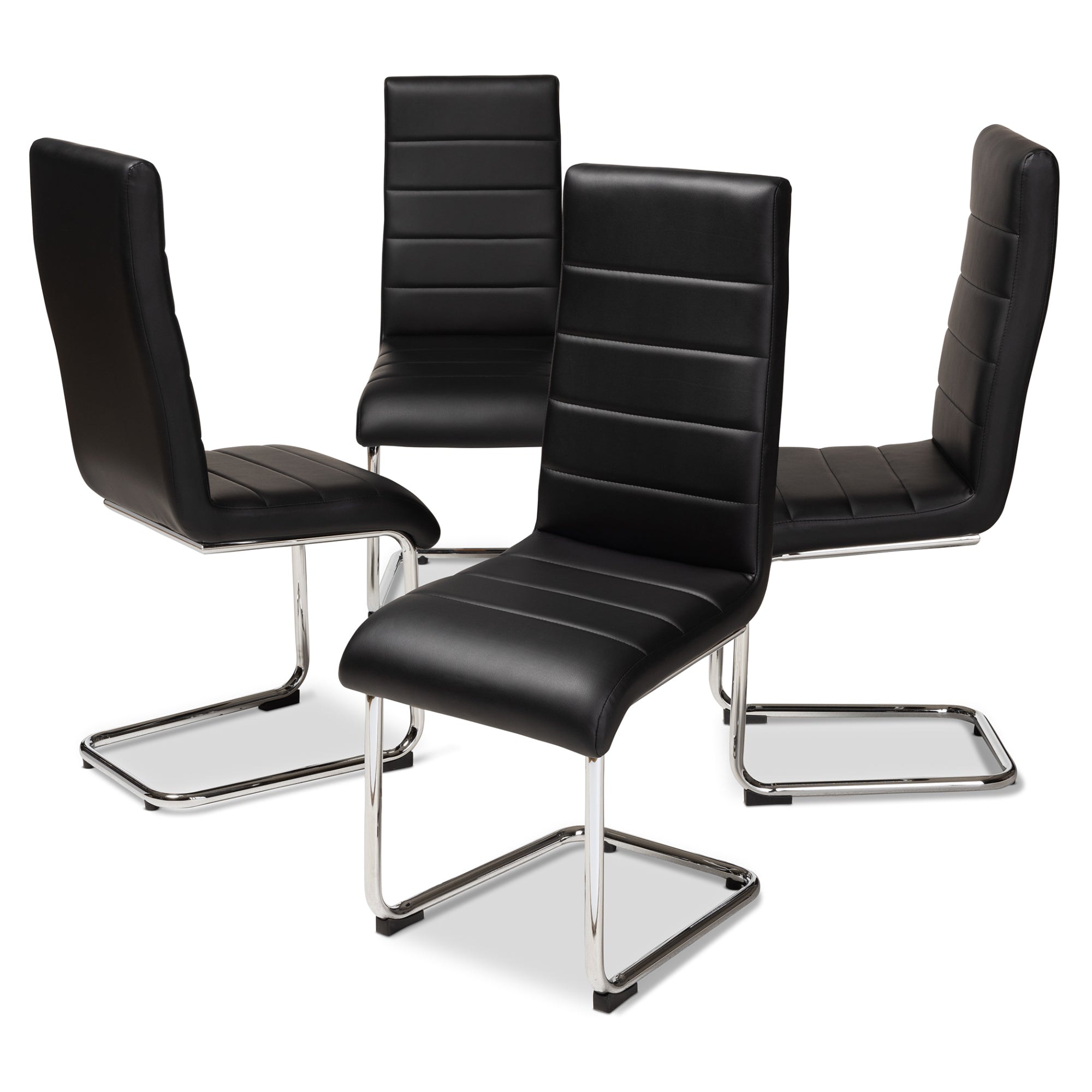 Marlys Modern and Contemporary Black Faux Leather Upholstered Dining Chair (Set of 4)