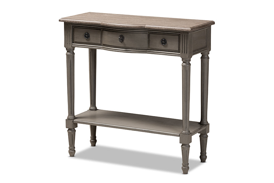 Noelle French Provincial Gray Finished 1-Drawer Wood Console Table