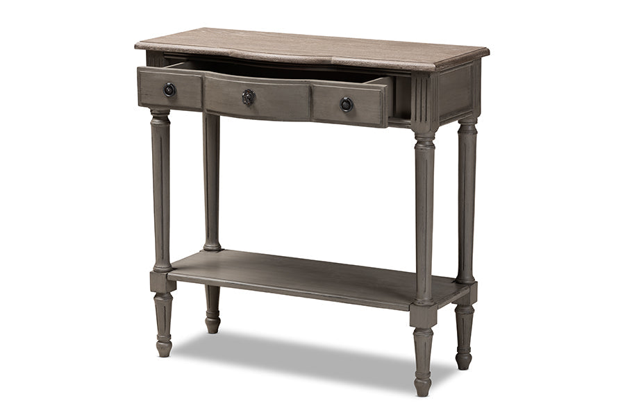 Noelle French Provincial Gray Finished 1-Drawer Wood Console Table