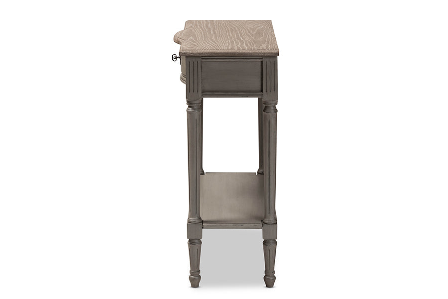 Noelle French Provincial Gray Finished 1-Drawer Wood Console Table