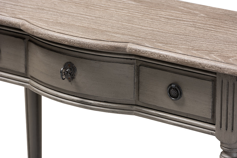Noelle French Provincial Gray Finished 1-Drawer Wood Console Table