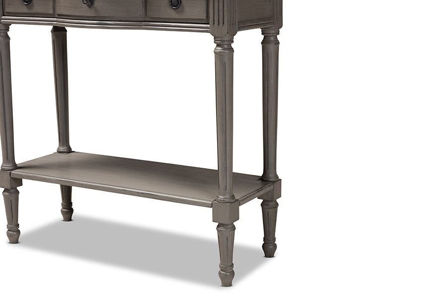 Noelle French Provincial Gray Finished 1-Drawer Wood Console Table