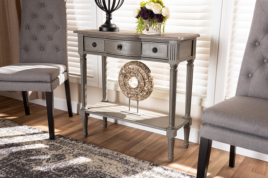 Noelle French Provincial Gray Finished 1-Drawer Wood Console Table