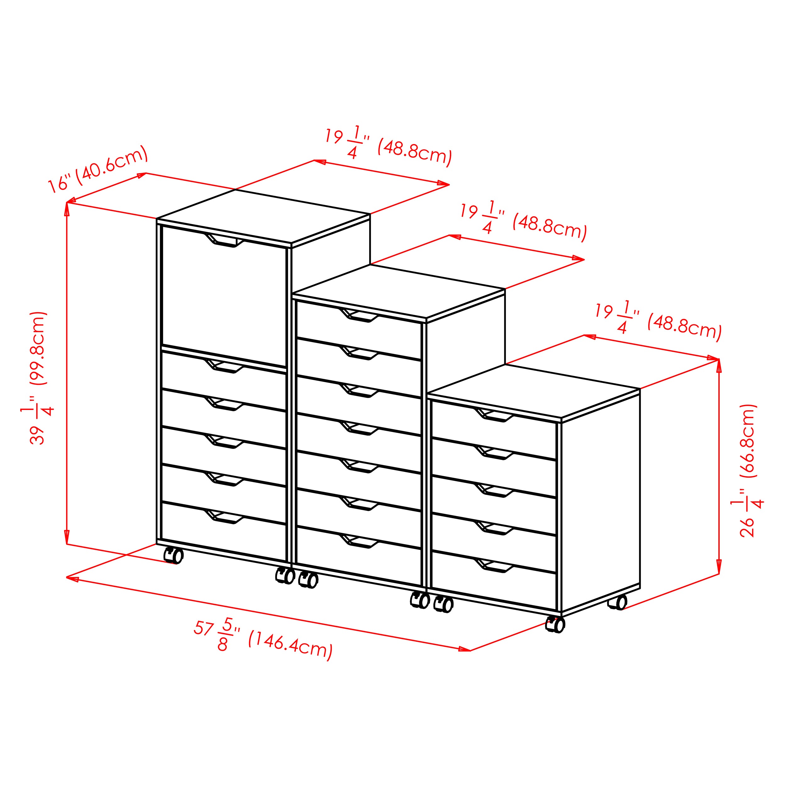 Halifax 3-Pc Multi-Drawer Storage Cabinet Set, Black