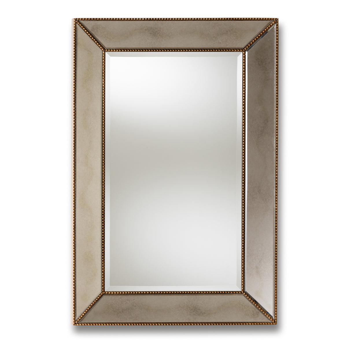 Neva Modern and Contemporary Antique Gold Finished Rectangular Accent Wall Mirror