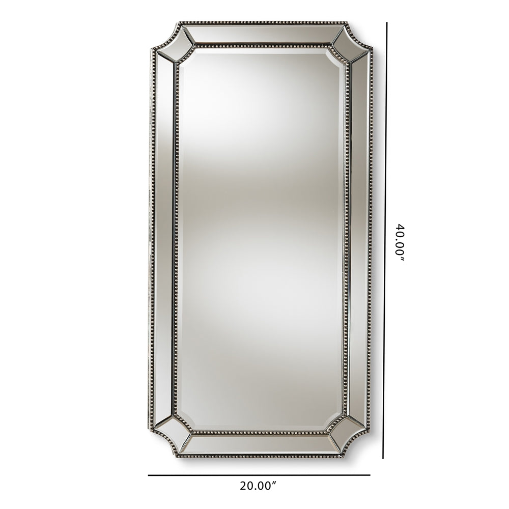 Romina Art Deco Antique Silver Finished Accent Wall Mirror