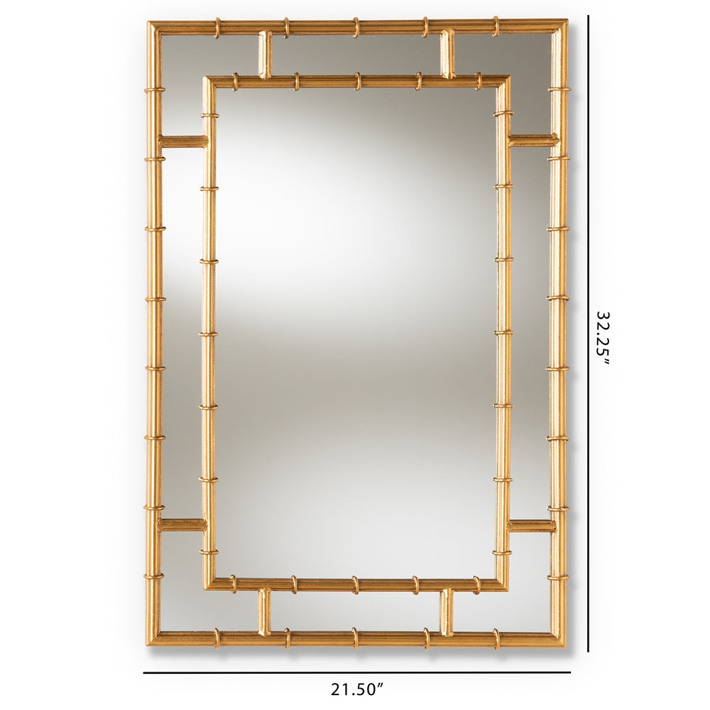 Adra Modern and Contemporary Gold Finished Bamboo Accent Wall Mirror