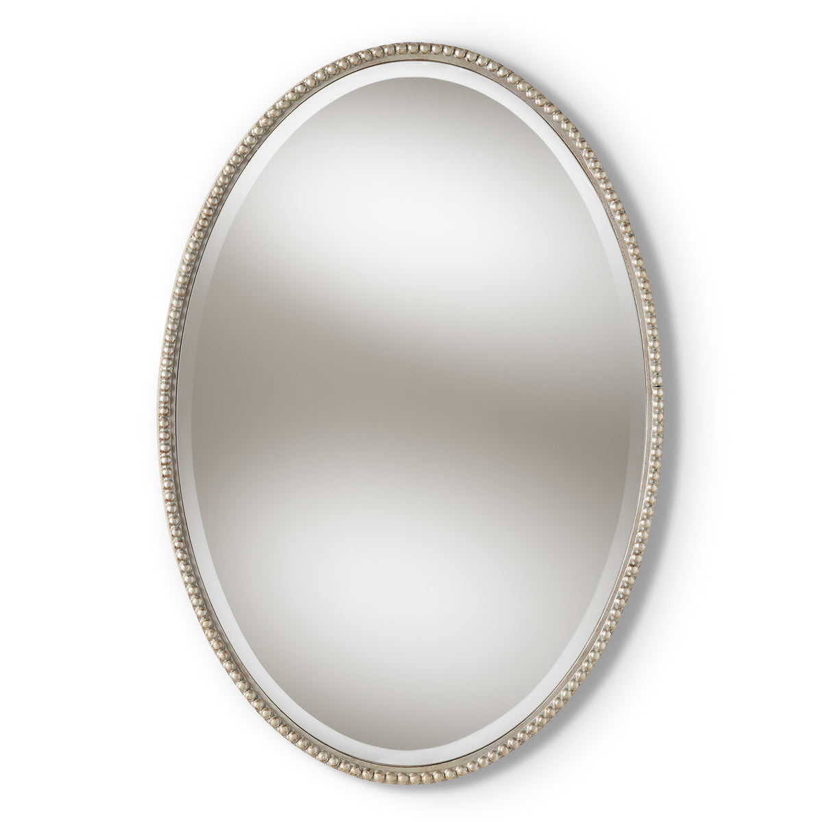 Graca Modern and Contemporary Antique Silver Finished Oval Accent Wall Mirror