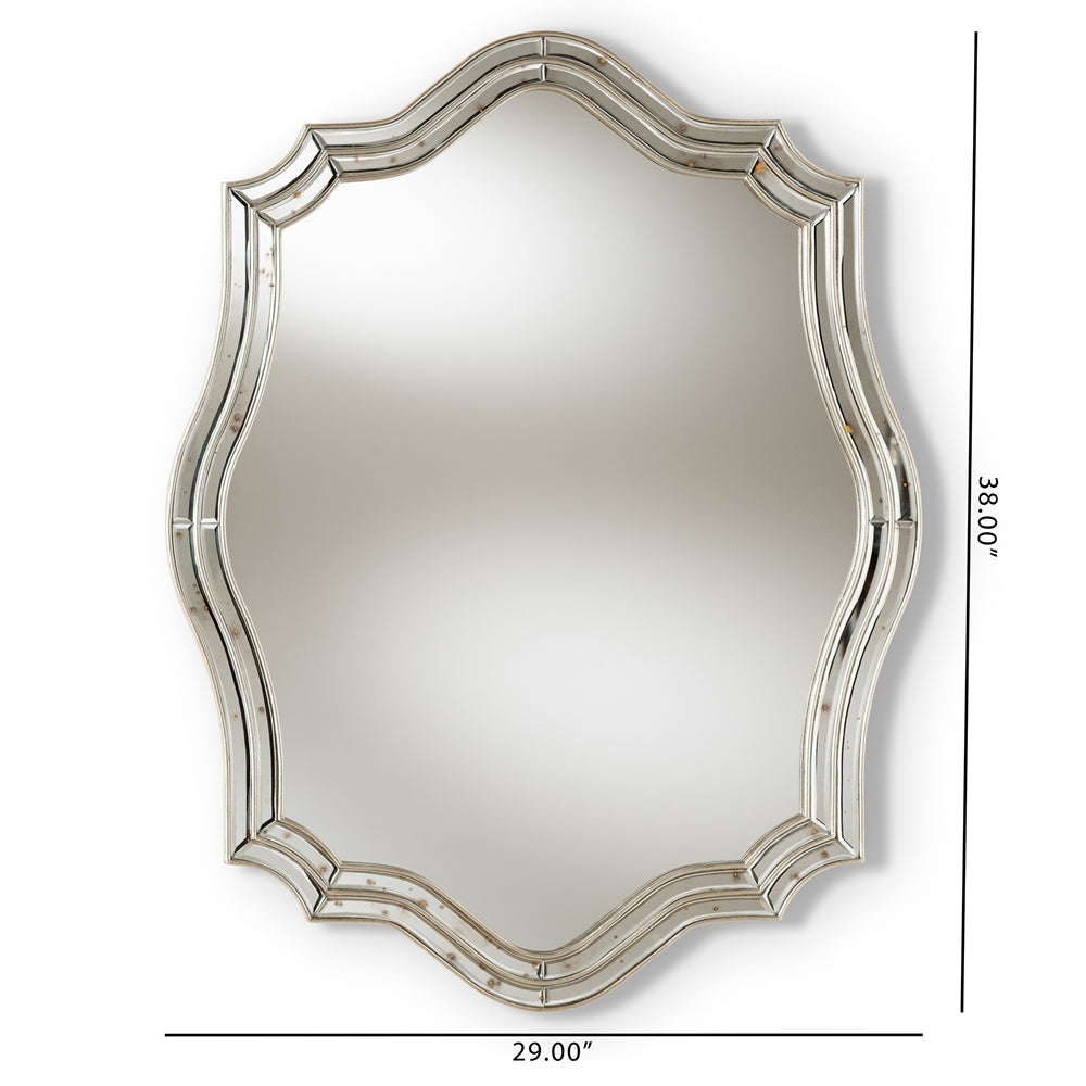 Isidora Art Deco Antique Silver Finished Accent Wall Mirror