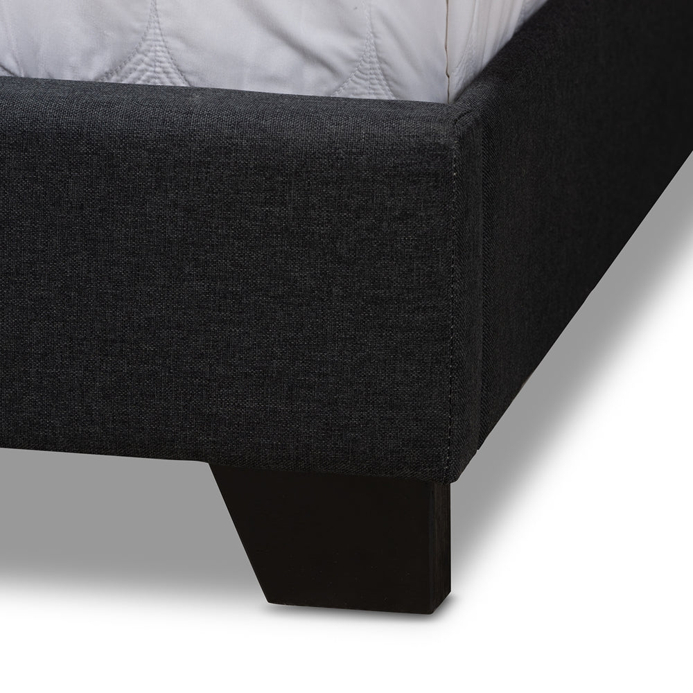 Brigham Aden Charcoal Grey Queen Size Upholstered Bed – Sleek Contemporary Platform Frame