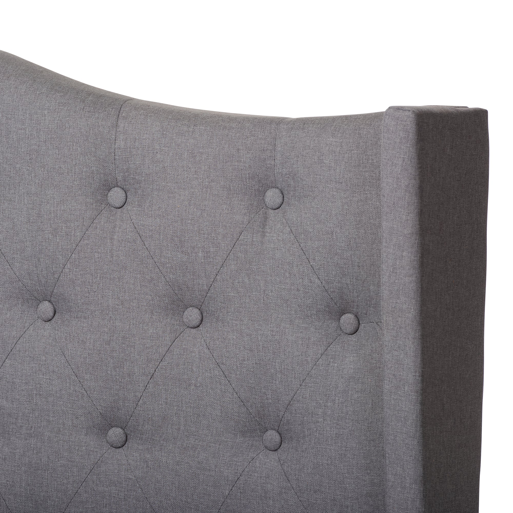 Ahasu Alesha King Grey Fabric Upholstered Bed – Modern Tufted Headboard Design