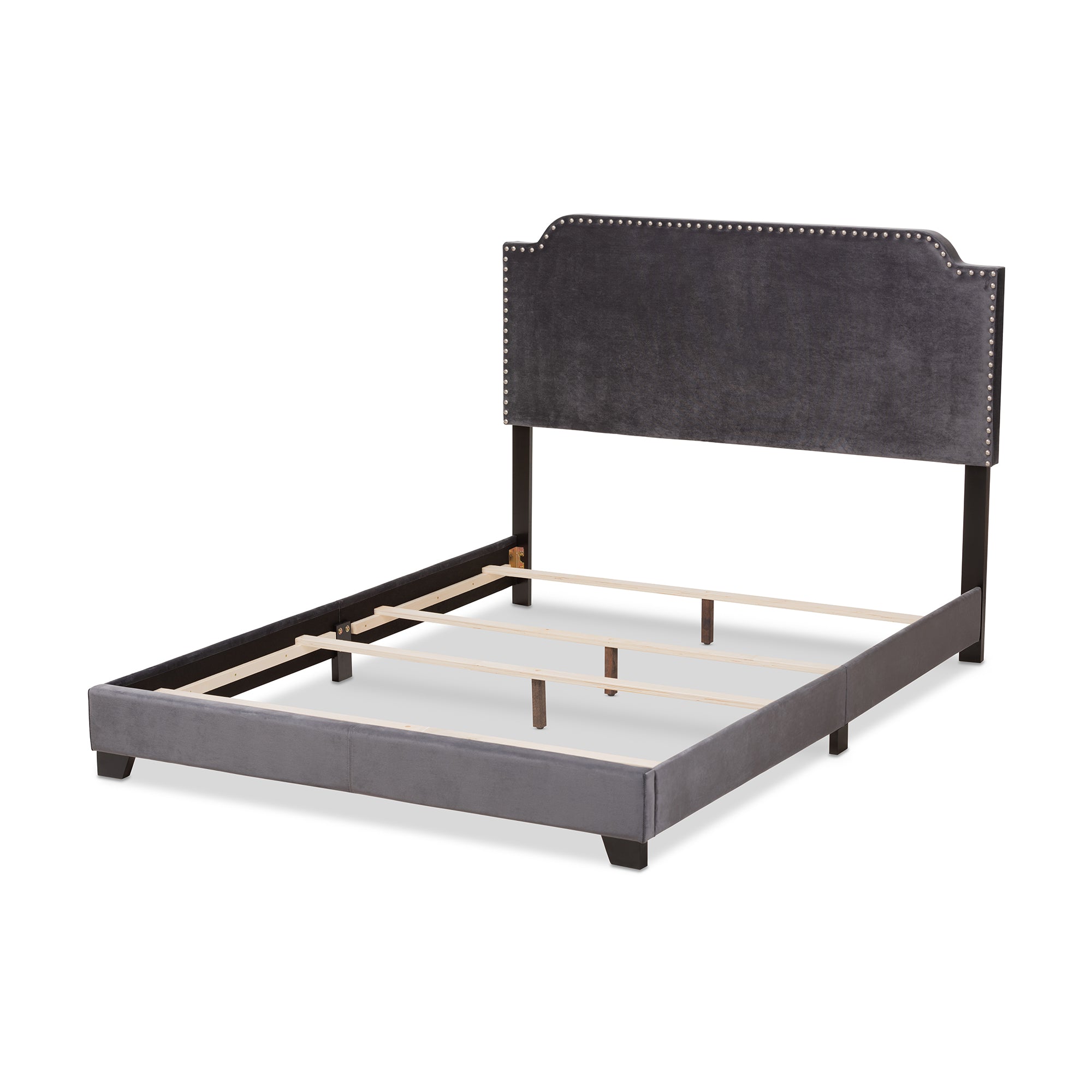 Darcy Dark Grey Velvet Upholstered King Size Bed