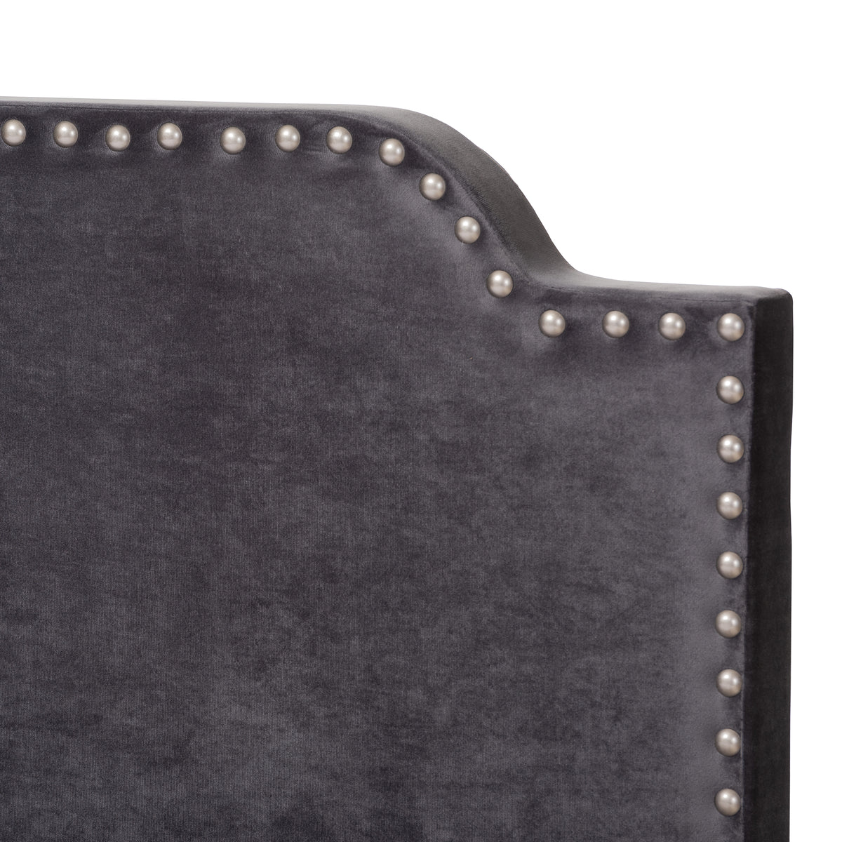 Darcy Dark Grey Velvet Upholstered Full Size Bed