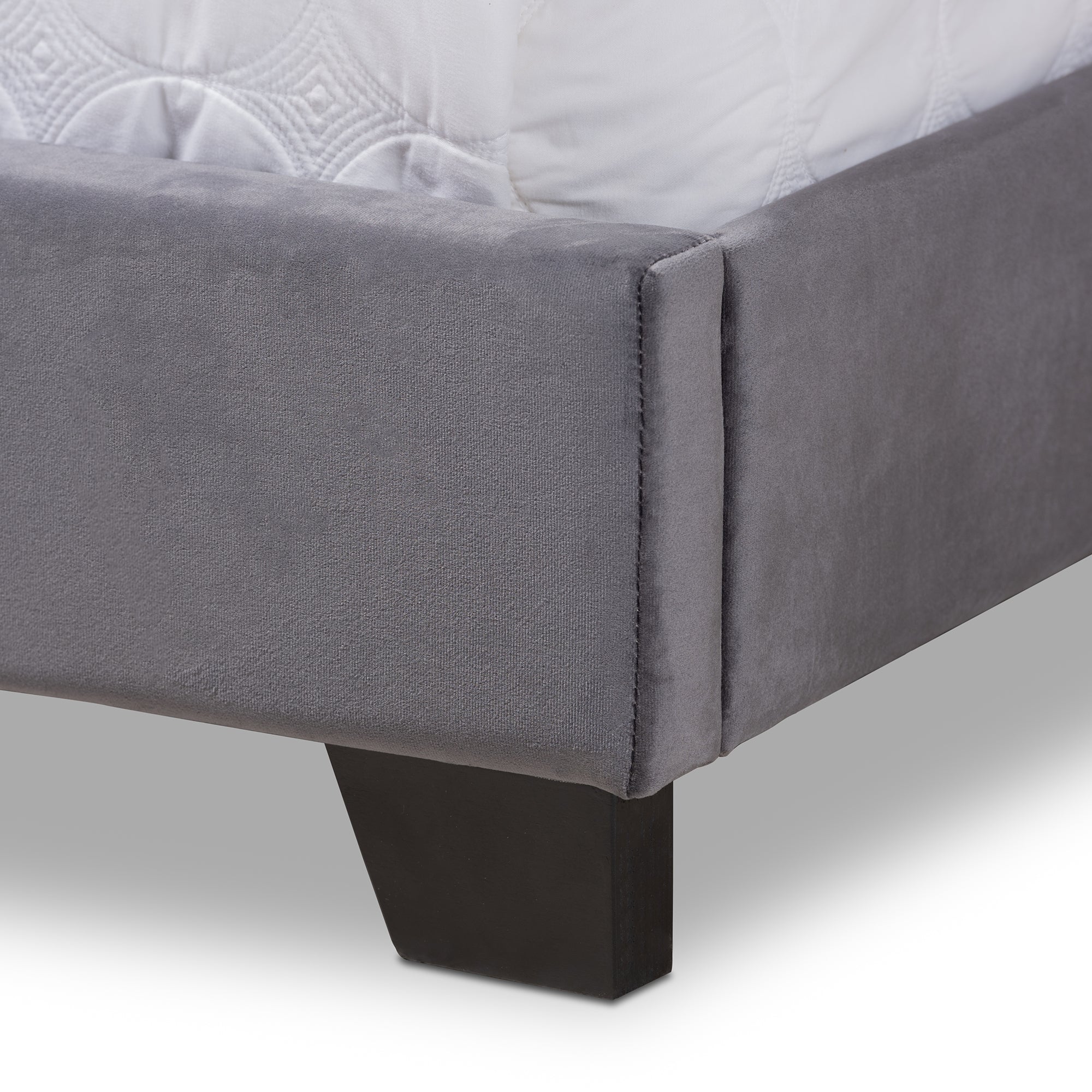 Darcy Dark Grey Velvet Upholstered King Size Bed