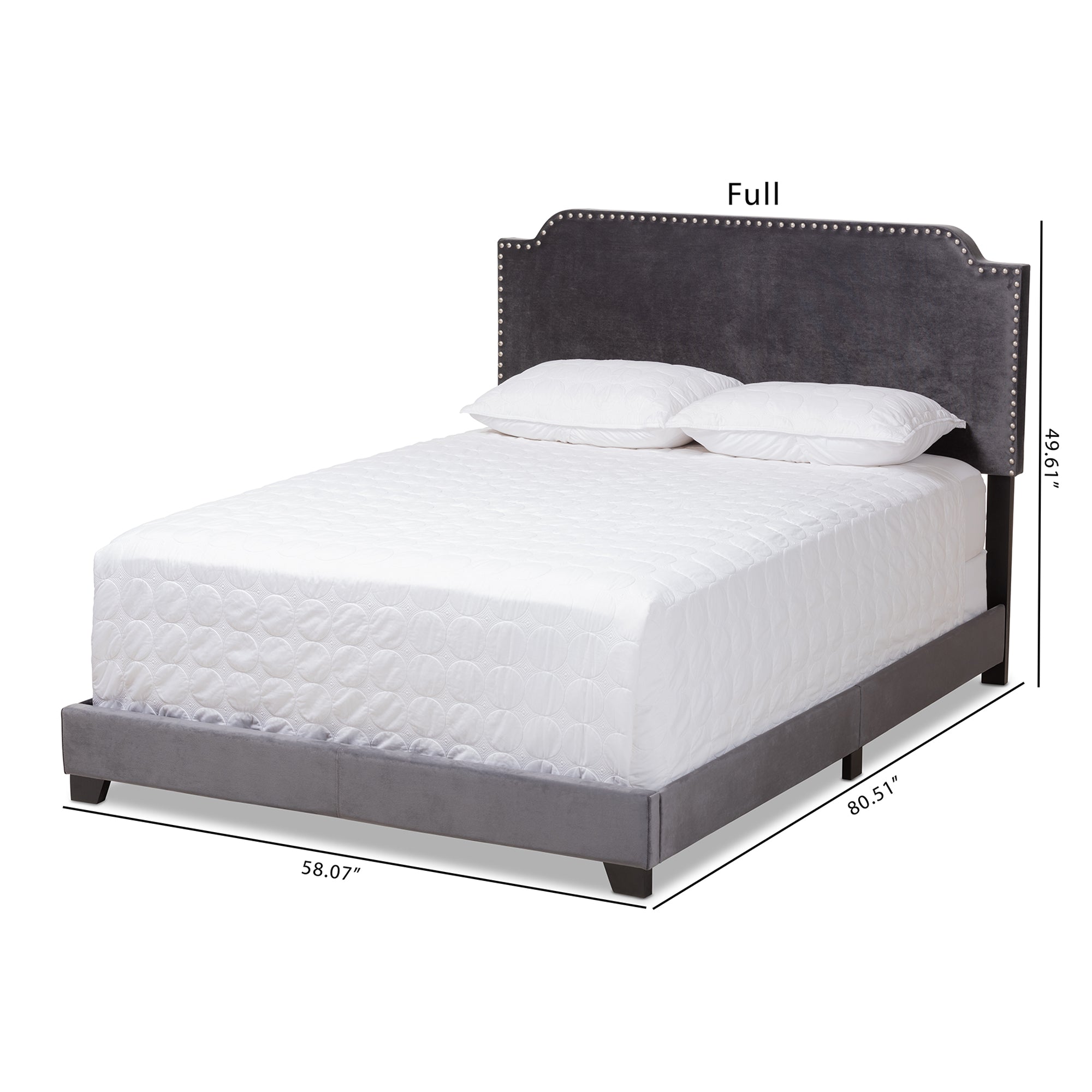Darcy Dark Grey Velvet Upholstered King Size Bed