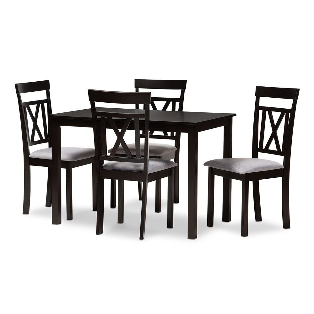 Rosie Modern and Contemporary Faux Leather Upholstered 5-Piece Dining Set