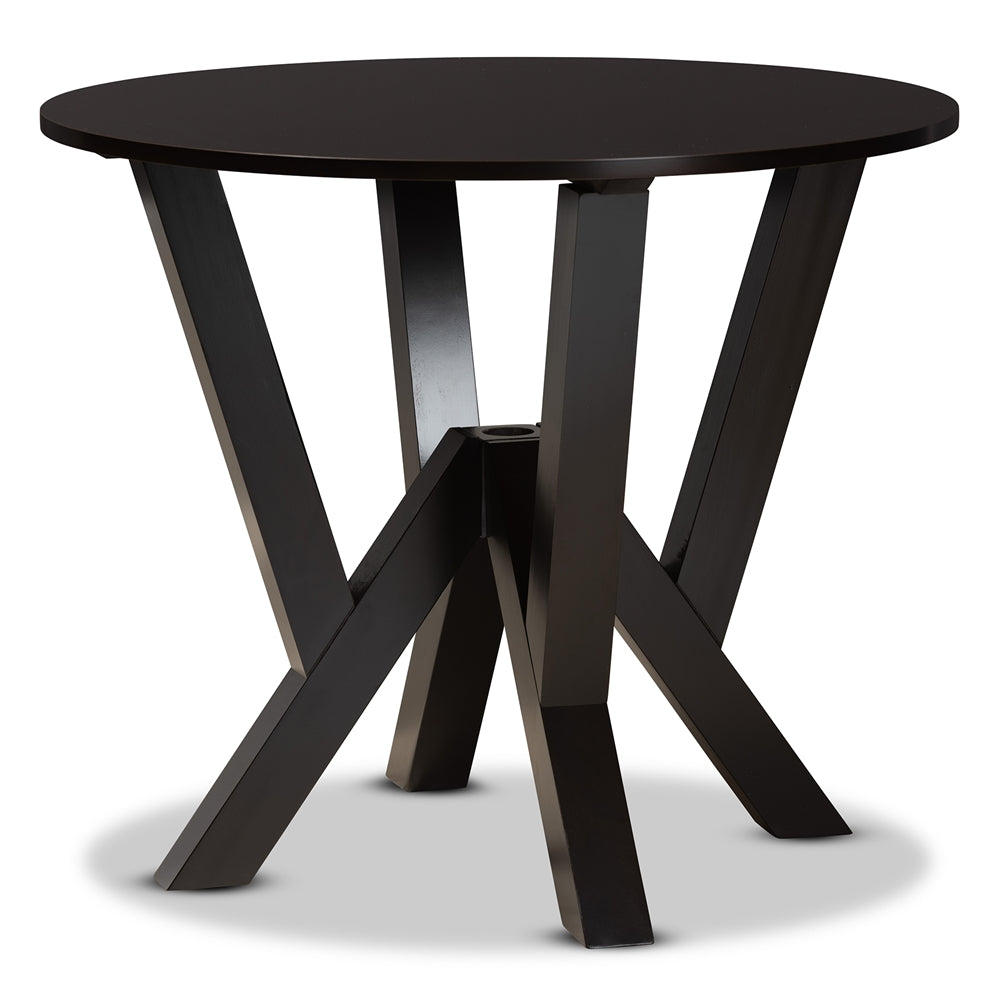 Reagan Modern and Contemporary Sand Fabric Upholstered and Dark Brown Finished Wood 5-Piece Dining Set