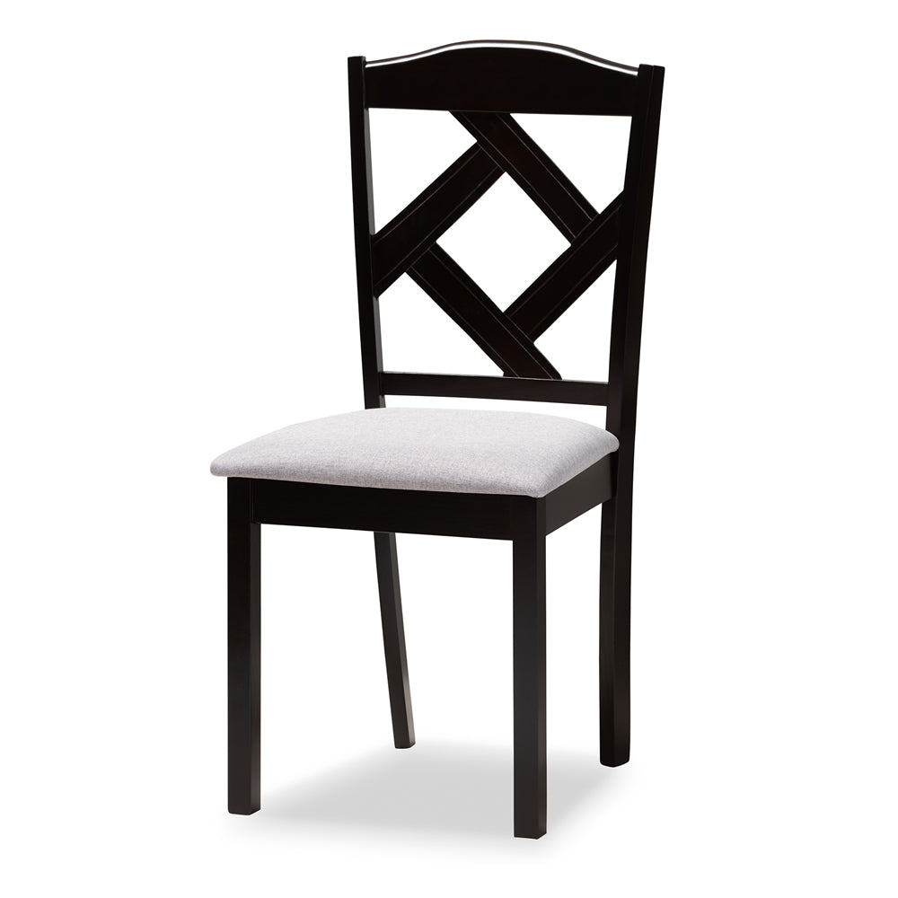 Carlin Modern Transitional Grey Fabric Upholstered and Dark Brown Finished Wood 5-Piece Dining Set