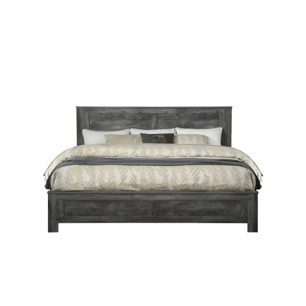 Daylan Vidalia Queen Wooden Bed in Rustic Gray Oak – Cottage Style with Durable Build